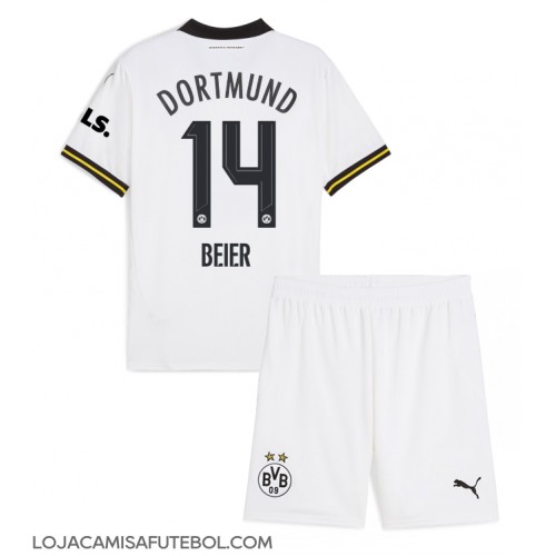 Camisa de Futebol Borussia Dortmund Maximilian Beier #14 Equipamento Alternativo Infantil 2024-25 Manga Curta (+ Calças curtas)